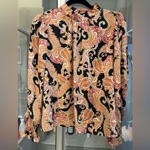 Who What Wear Blouse - Black, Purple, Red, Green and Orange Paisley